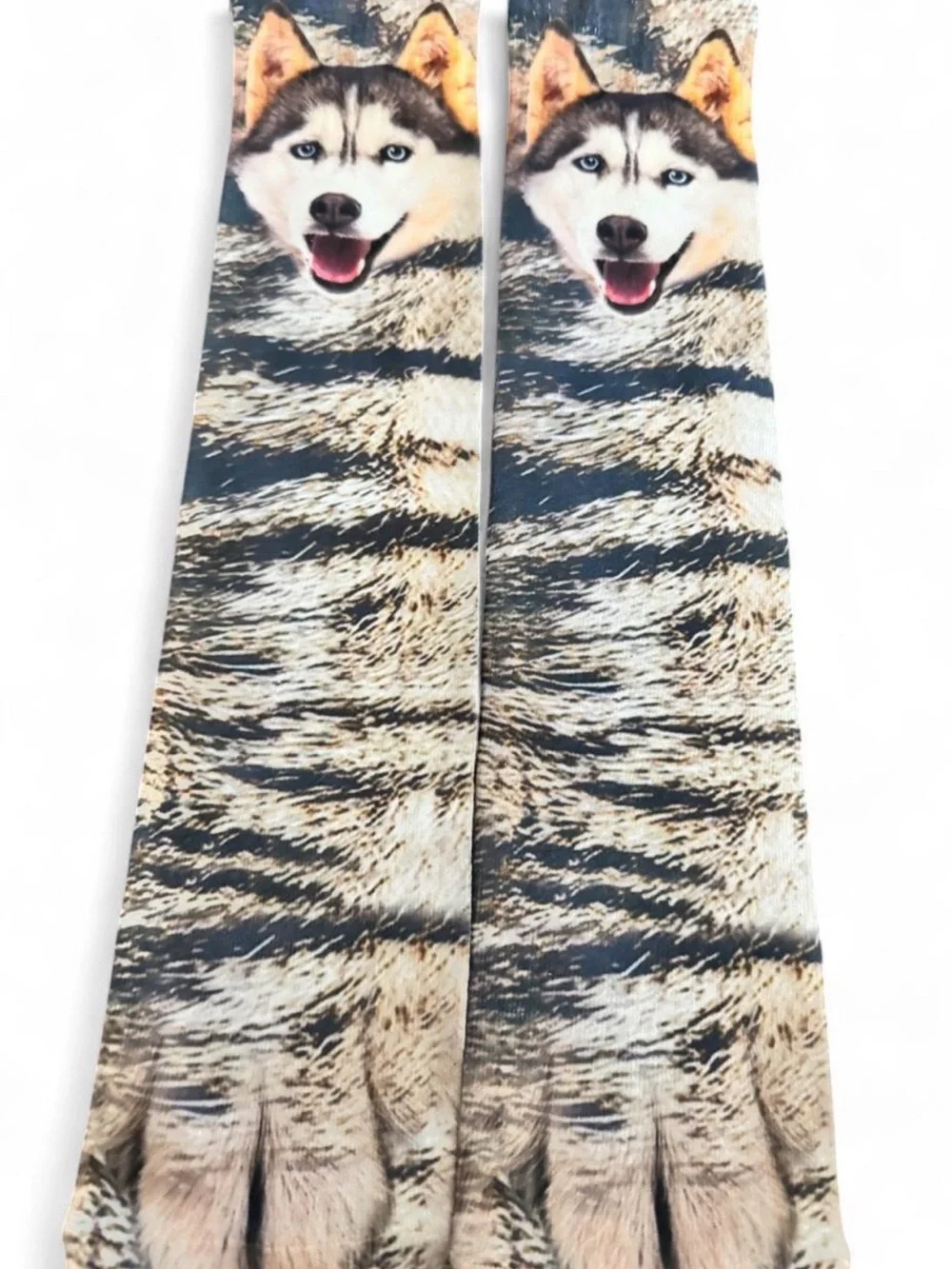 Siberian Husky Graphic Crew Socks - Blue Gray